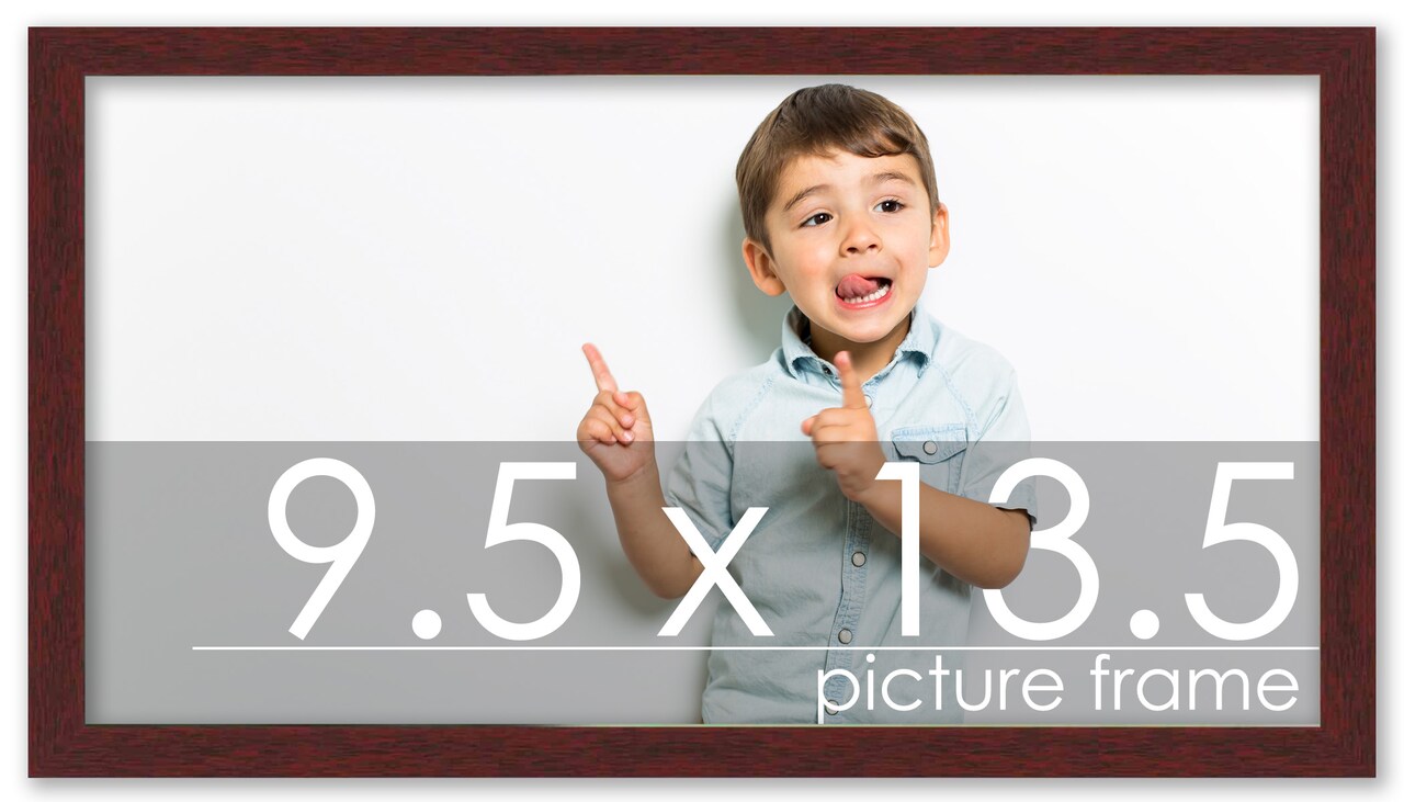 9.5x13.5 Solid Wood Picture Frame with UV-Resistant Acrylic & Acid-Free Backing, Available in 6 Finishes: Matte Black, Matte White, Metallic Bronze, Silver, Natural Wood Grain & Mahogany